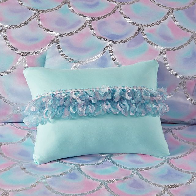 Olliix by Mi Zone Pearl Aqua and Purple Full/Queen Metallic Printed Reversible Comforter Set-4