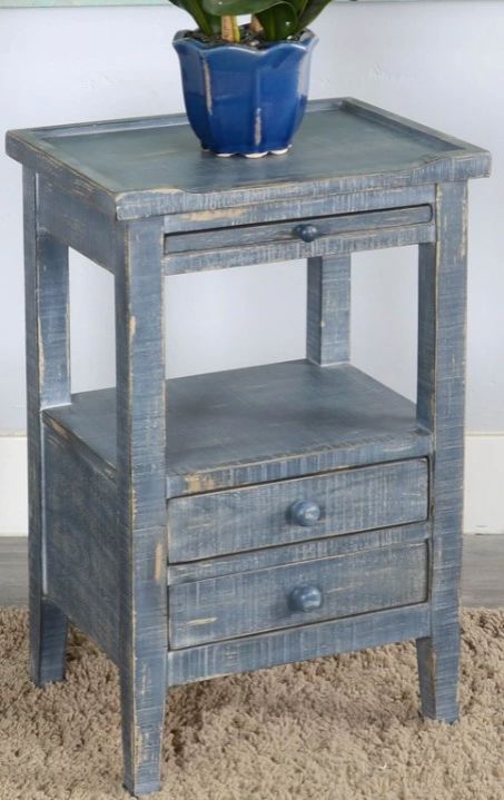 Sunny Designs™ Ocean Blue 2-Drawer Side Table with Shelf-1