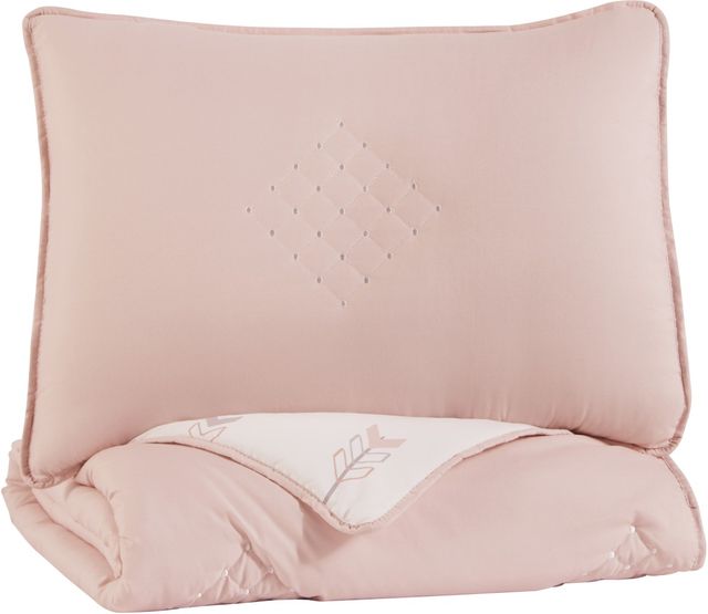Signature Design by Ashley® Lexann Pink/White/Gray Twin Comforter Set-0