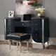 Michael Amini® Hollywood Swank Black/Platinum Vanity Bench-1