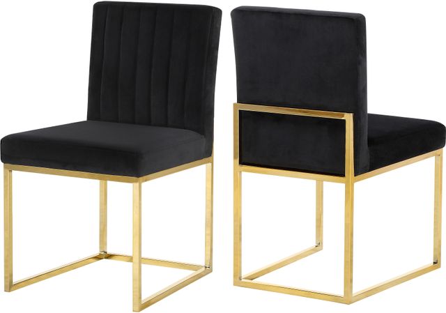 Meridian Furniture Giselle Black/Gold Velvet Dining Chair-3