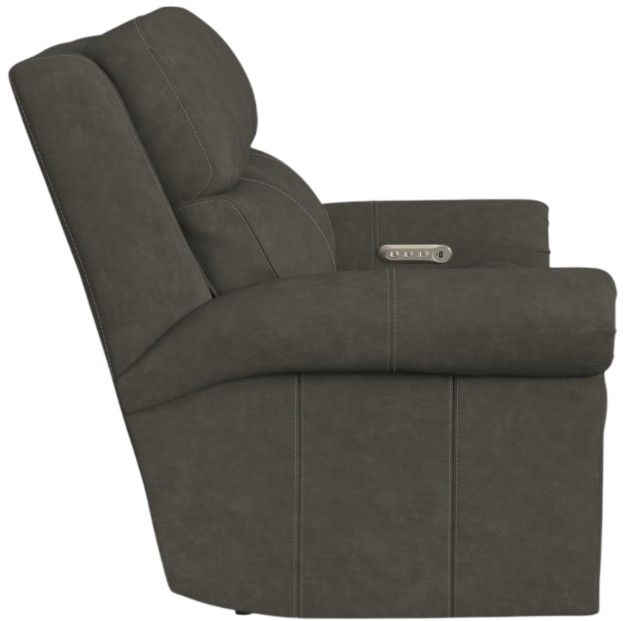 Flexsteel® Customizable Bernard Leather Power Reclining Loveseat with Headrest and Lumbar-4