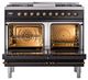 Ilve® Nostalgie II Noblesse 40'' Glossy Black Pro Style Dual Fuel Range with Burnished Trim-2