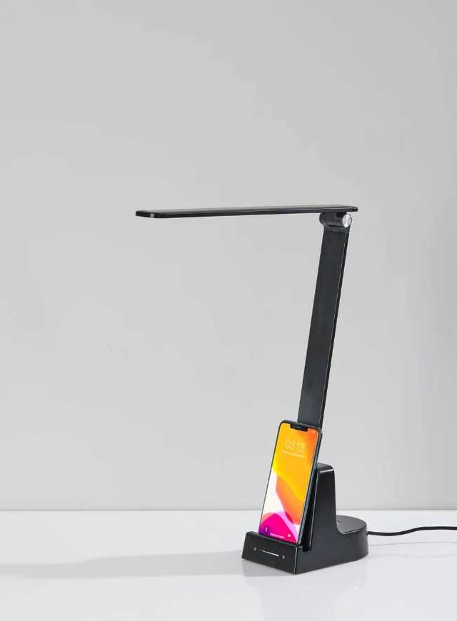 Adesso® Cody Matte Black LED Wireless Charging Desk Lamp-3