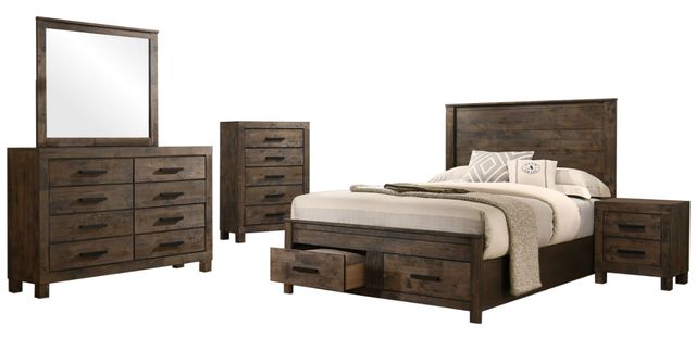 Coaster® Woodmont 5-Piece Rustic Golden Brown California King Storage Panel Bedroom Set-0