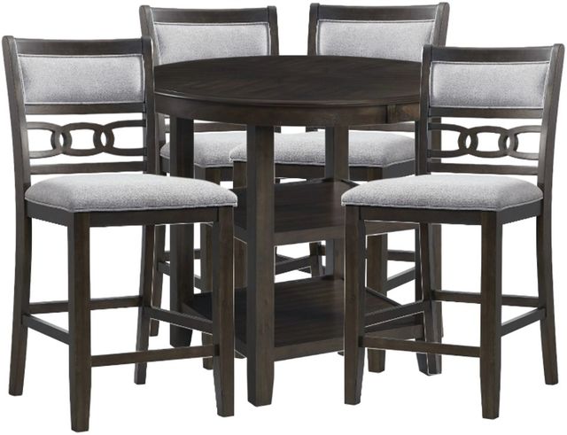 Elements International Amherst 5-Piece Gray/Walnut Counter Dining Set-0