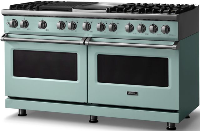 Viking® 5 Series 60" Splash Pro Style Dual Fuel (NG) Range with Polished Chrome Trim-2