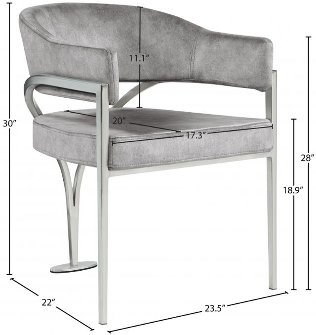 Meridian Furniture Madelyn Gray/Chrome Velvet Dining Chair-3