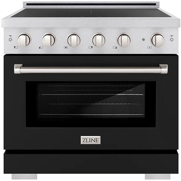 ZLINE Paramount 36" Satin Stainless Steel Pro Style Induction Range with Black Matte Door-0