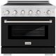 ZLINE Paramount 36" Satin Stainless Steel Pro Style Induction Range with Black Matte Door-0