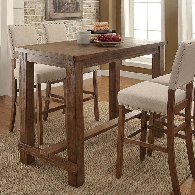 Furniture of America® Sania 2-Piece Ivory/Rustic Oak Bar Chair Set-1