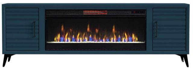 Legends Home Real Cozy Malibu Denim Blue 95" Fireplace Console-3