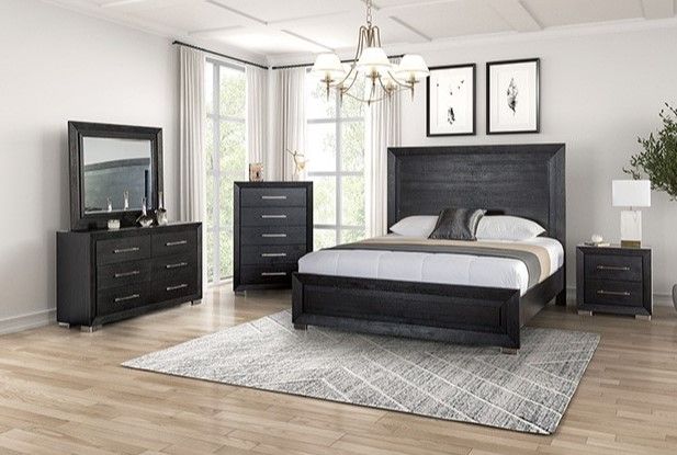 Furniture of America® Ashbourne Black Queen Panel Bed-2