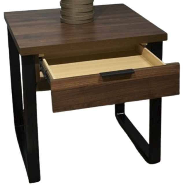 Signature Design by Ashley® Wickman Falls Dark Brown Square End Table with Gunmetal Base-2