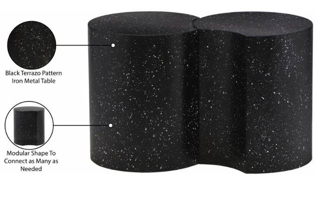 Meridian Furniture Dimple 2-Piece Black 16" Modular Nesting End Table Set-3
