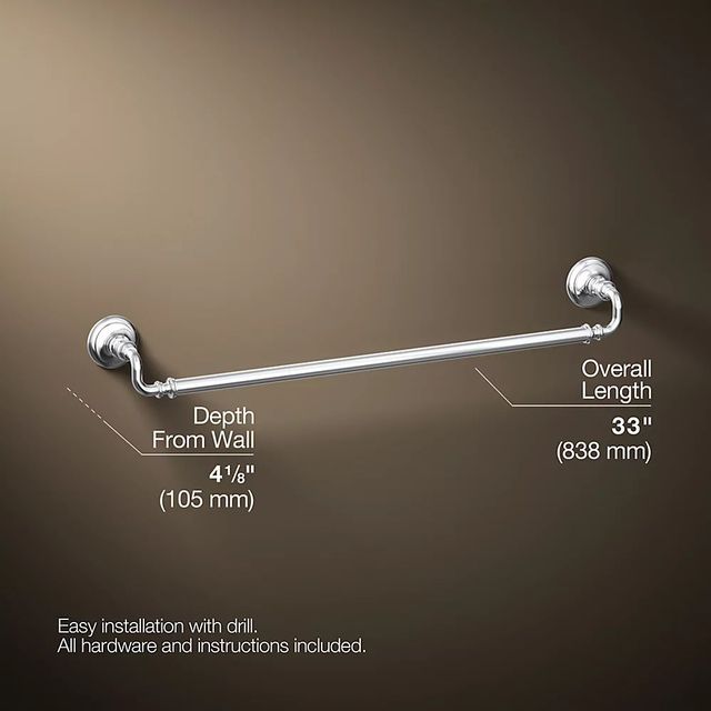 KOHLER® Artifacts® Polished Chrome 30" Towel Bar -2