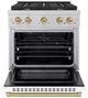 ZLINE Autograph Edition Paramount 30" Satin Stainless Steel Pro Style Dual Fuel Range with White Matte Door and Champagne Bronze Accents-1