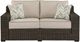 Signature Design by Ashley® Coastline Bay Brown Aluminum/Fabric/Resin Outdoor Loveseat with Cushion-1