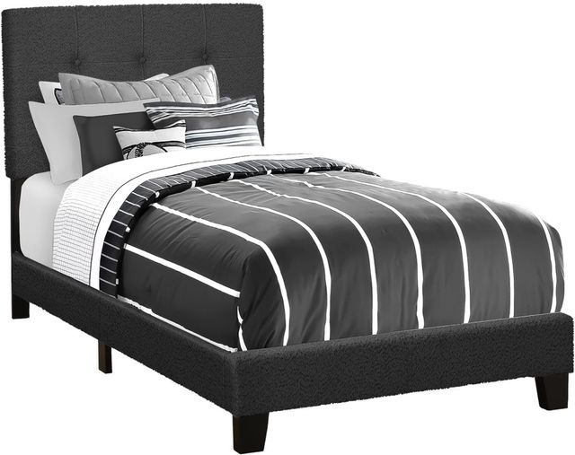 Monarch Specialties Inc. Black Upholstered Twin Panel Bed-0