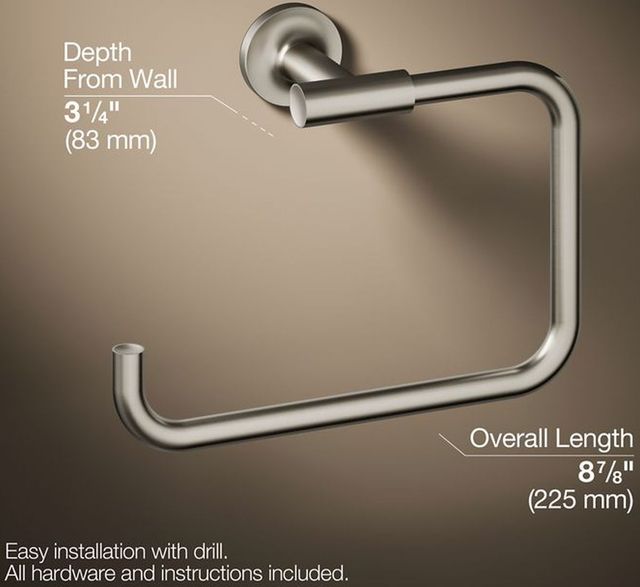 KOHLER® Purist® Vibrant Brushed Nickel Towel Ring-2