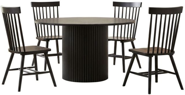 Coaster® Hamlyn 5-Piece Black Round Wood Dining Table Set-0