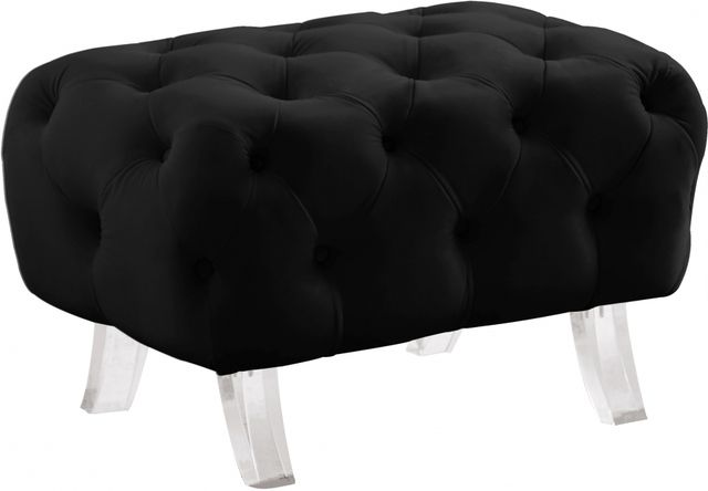 Meridian Furniture Crescent Black Velvet Ottoman-0