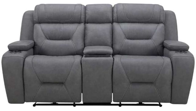 Liberty Furniture Chapman Aline Blue Gray Leather Power Reclining Loveseat with Console-3