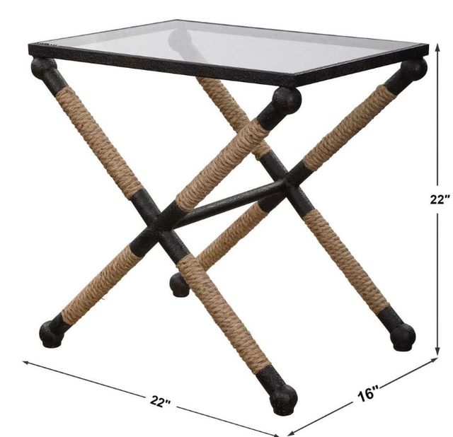 Uttermost® Braddock Glass Top Accent Table with Black and Brown Base-2