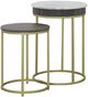 Coast2Coast Home™ Cameron Park 2-Piece Nolan Gray Nesting End Table with Gold Base Set-0