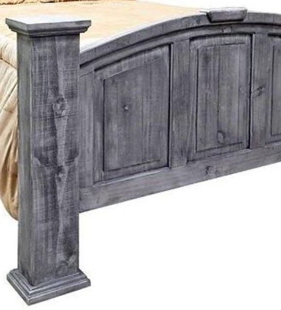 Million Dollar Rustic Mansion Gray Queen Panel Bed-1