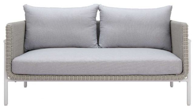 Zuo® Modern Frais Gray/White Aluminum Fabric Outdoor Loveseat-1
