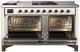 Ilve® Majestic III 60" Antique White Pro Style Dual Fuel Liquid Propane Range with French Top and Burnished Trim-1