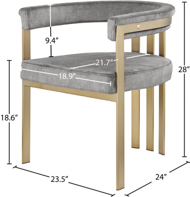 Meridian Furniture Marcello Gray/Brushed Brass Velvet Dining Chair-3