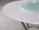 Coaster® Abby White Glass Round Dining Table with Lazy Susan and Chrome Base-1