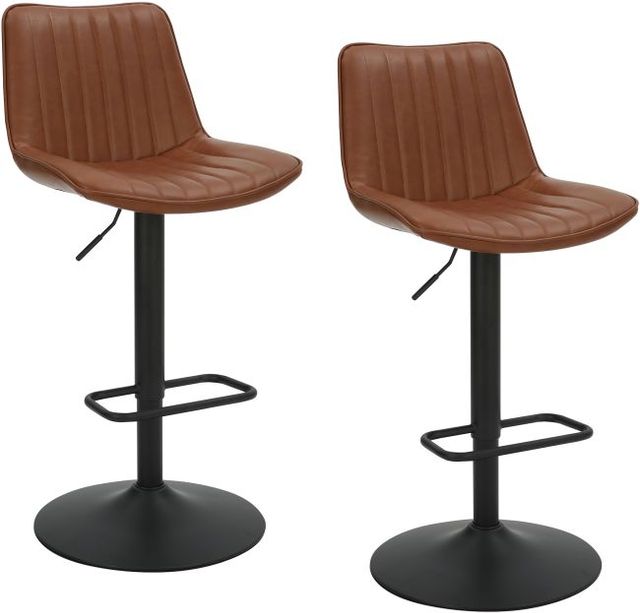 Worldwide Homefurnishings Inc. Kosi 2-Piece Black/Saddle Adjustable Stool Set-0