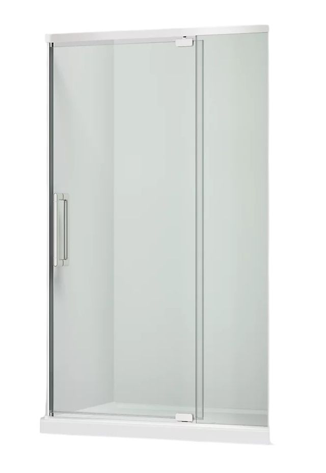 KOHLER Statement™ Bright Polished Silver 76" x 42" - 48" Pivot Shower Door with Controlled Close®-0