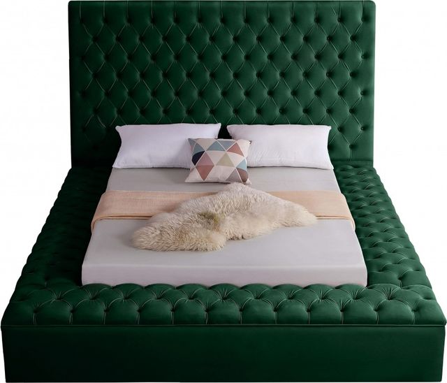 Meridian Furniture Bliss Green Velvet Queen Bed-0