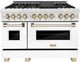 ZLINE Autograph Edition Legacy 48" Satin Stainless Steel Pro-Style Dual Fuel Range with White Matte Door and Polished Gold Accents-0