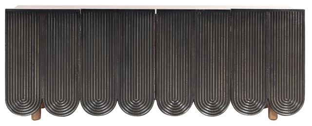 Home Trends & Design Jaipur Wave Matte Black/Natural Sideboard-1