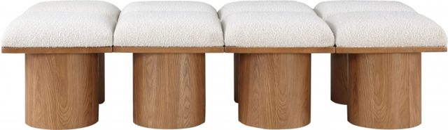 Meridian Furniture Pavilion 8-Piece Cream/Walnut 72" Modular Bench Set-1