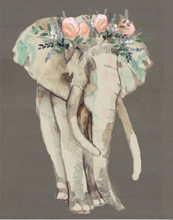 Classy Living Jennifer Goldberger Flower Crown Elephant I Wall Art-1