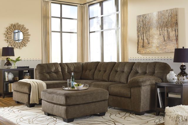 Signature Design by Ashley® Accrington 2-Piece Earth Left-Arm Facing Sofa Sleeper Sectional and Chaise-4