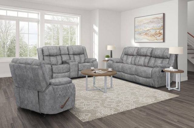Albany Industries Lux Pewter Manual Reclining Console Loveseat-1