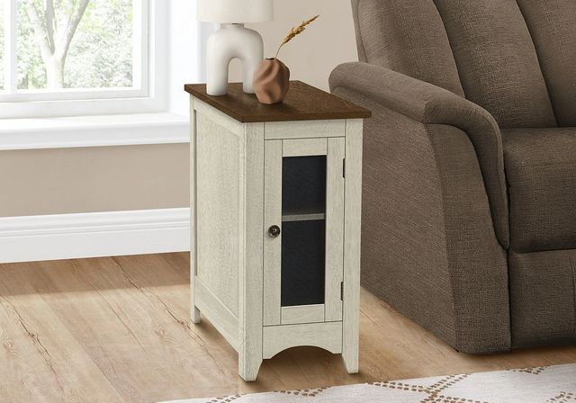 Monarch Specialties Inc. Antique White/Espresso Veneer Narrow Side Table-2