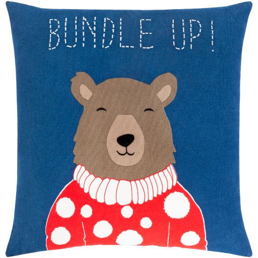 Surya Bundle Up Bear Navy 22"x22" Toss Pillow with Down Insert-0