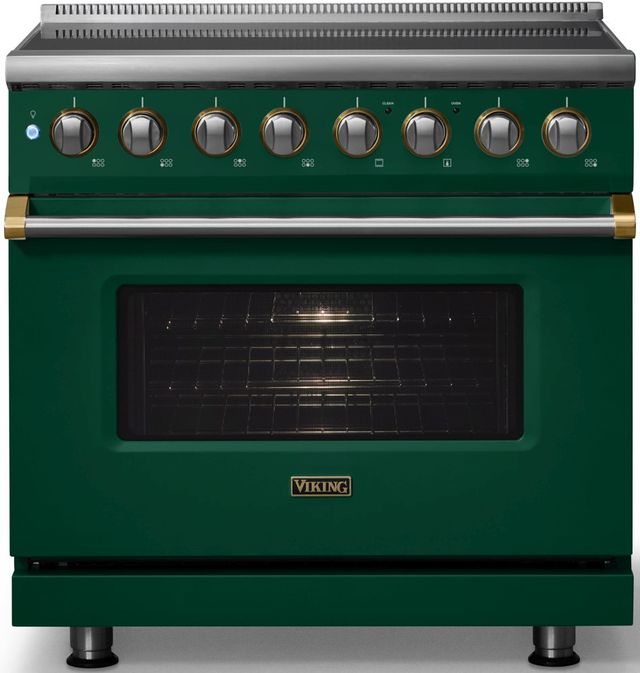 Viking® 5 Series 36" Ivy Pro Style Induction Range with Brushed Brass Trim-3