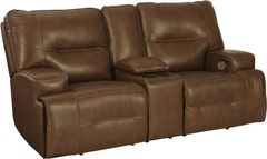 Signature Design by Ashley® Francesca Auburn Power Reclining Loveseat with Console and Adjustable Headrest