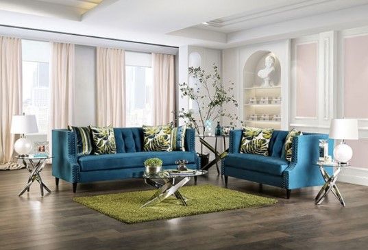 Furniture of America® Azuletti Dark Teal Sofa-1