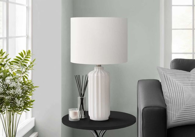 Monarch Specialties Inc. Cream Ceramic Table Lamp with Ivory Shade-2