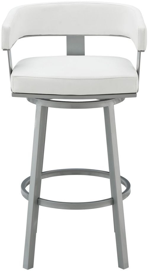 Armen Living Lorin White Swivel Bar Stool-3